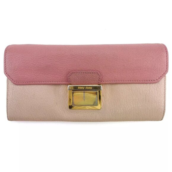 miu miu wallet by color pink leather Authentic used - Picture 1 of 9